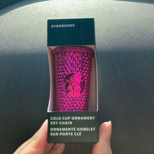 Starbucks Cold Cup Ornament Key Chain Sangria Bling Metallic Holiday 2022